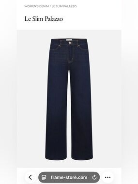 Frame Denim Le Slim Palazzo Wide-Leg Jeans in Dark Indigo